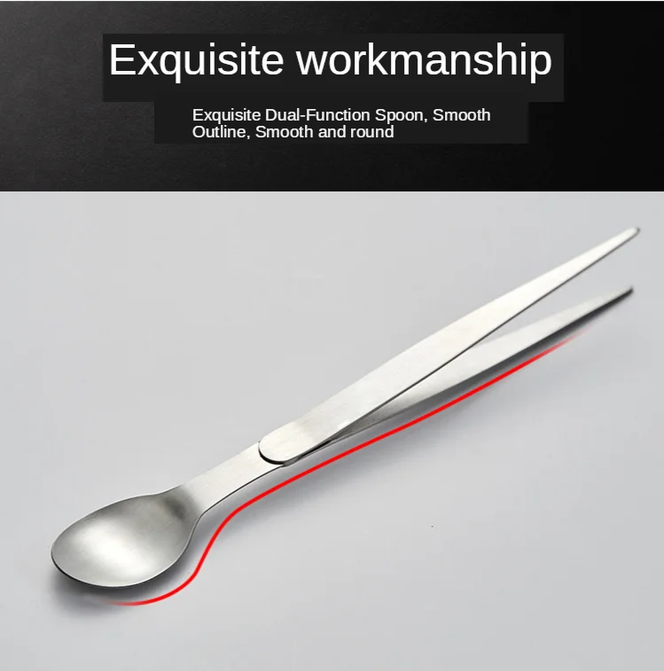 Tasting Spoon Stainless Steel 304 Tweezers Chef Dual Dishes Taste scoop  Dual Function Spoon Korean cooker Spoon gadget