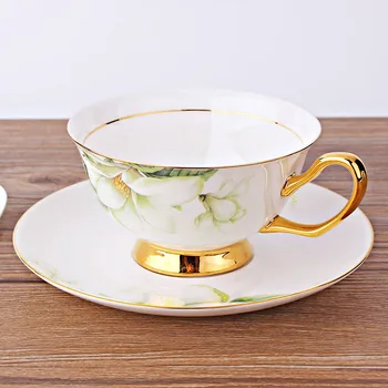 

GLLead Creative Rose Flower Bone China Porcelain Coffee Cup And Saucer Gold-Rimmed Floral Ceramic Teacup Afternoon Tea Cups Sets