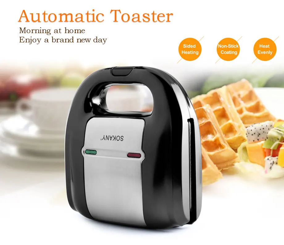Нержавеющая сталь, вафельница электрическая вафельница домашний тостер антипригарная вафельная машина для завтрака энергосберегающая