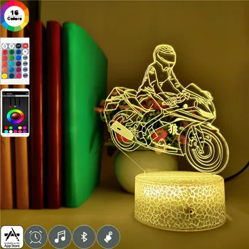 

Smart Phone Control Night Light Cool Motorcycle Racer Image 3d Led 7 Colors Family Party Decoration Beauty Table Lamp