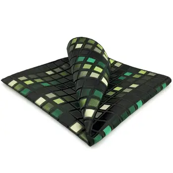 

CH2 Green Black Silk Pocket Square for Men Classic Checkes Handkerchief