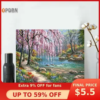 

OPDBN Tainted Frame DIY Painting By Numbers Lanscape Picture By Numbers For Adults Modern Wall Art Decors Handpainted Diy Gift