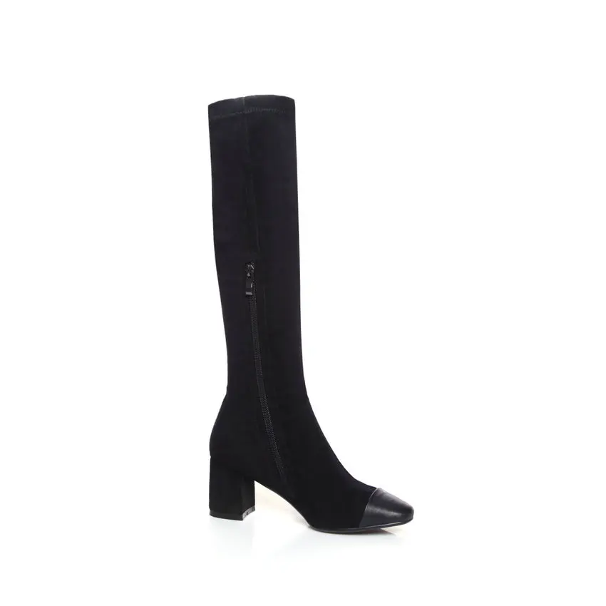 ESVEVA/ г. Женская обувь зимние сапоги на высоком квадратном каблуке с квадратным носком сапоги до колена на молнии модная Осенняя обувь женская обувь, размер 34-39