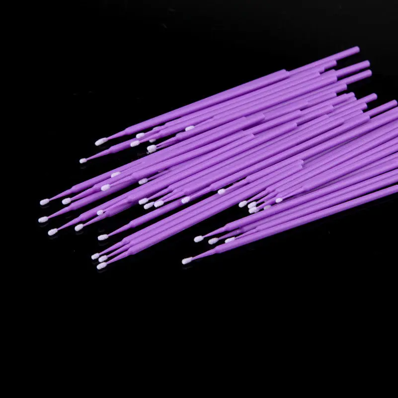 100pcs pack Eyebrow Eyelash Cotton Swab Plastic Micro Brush Disposable Material Eyebrow Applicator Medium Fineness Cotton 3
