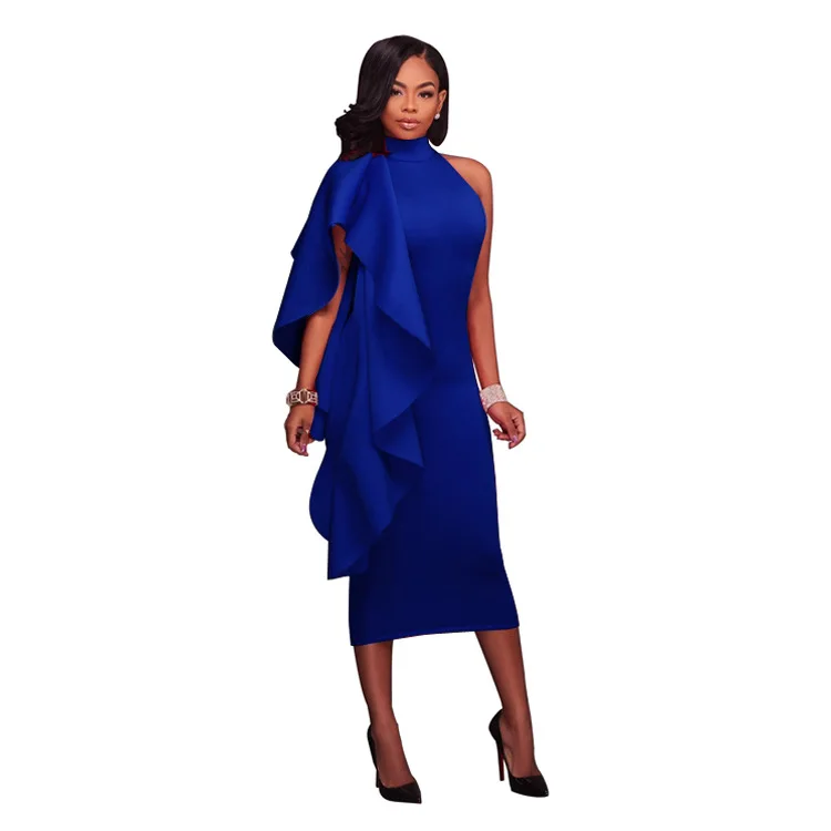 Стиль африканская женская одежда Дашики модное однотонное платье с оборками для дам Размер s M L XL 2XL MY236