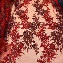 Тяжелое французское кружевное платье последняя красная африканская вышивка кружевная ткань высокого класса ручной работы со стеклянными кристаллами из бисера