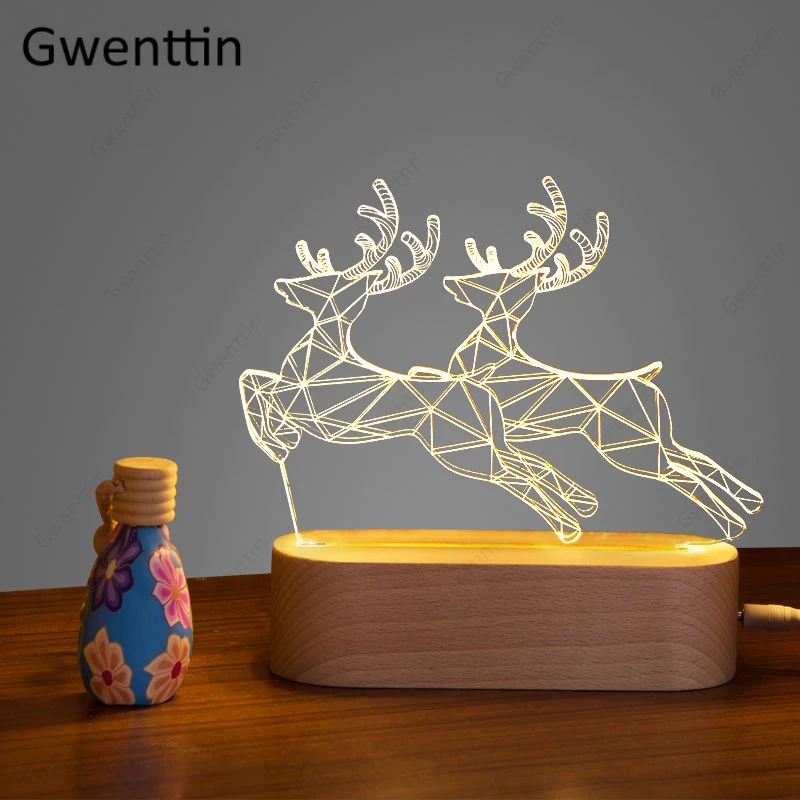 

3D Lamp Running Horse Deer Night Lights LED Table Night Lamp for Bedroom Bedside Lamp Christmas Decoration Gift Light Projector