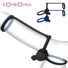 Multi Function Male Vibrating Penis Ring Silicone Anal plug Beads Hook delay Time Waterproof Dildo erection Sex Toys for Couples