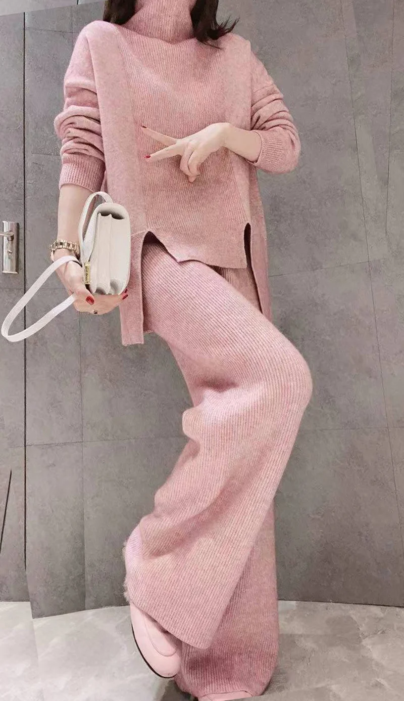 Сделать модные костюмы Новинка осени Женская одежда в европейском и американском стиле бывший один домашние штаны комплект из двух предметов, жаккардовое платье с трикотажным верхом - Цвет: pink