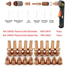 

20pcs Electrode 256026 Tip WSP-20019 249929 WSP-20023 For Miller Spectrum 875 Auto-Line Cutter XT60 XT60M Torch Plasma Cutting