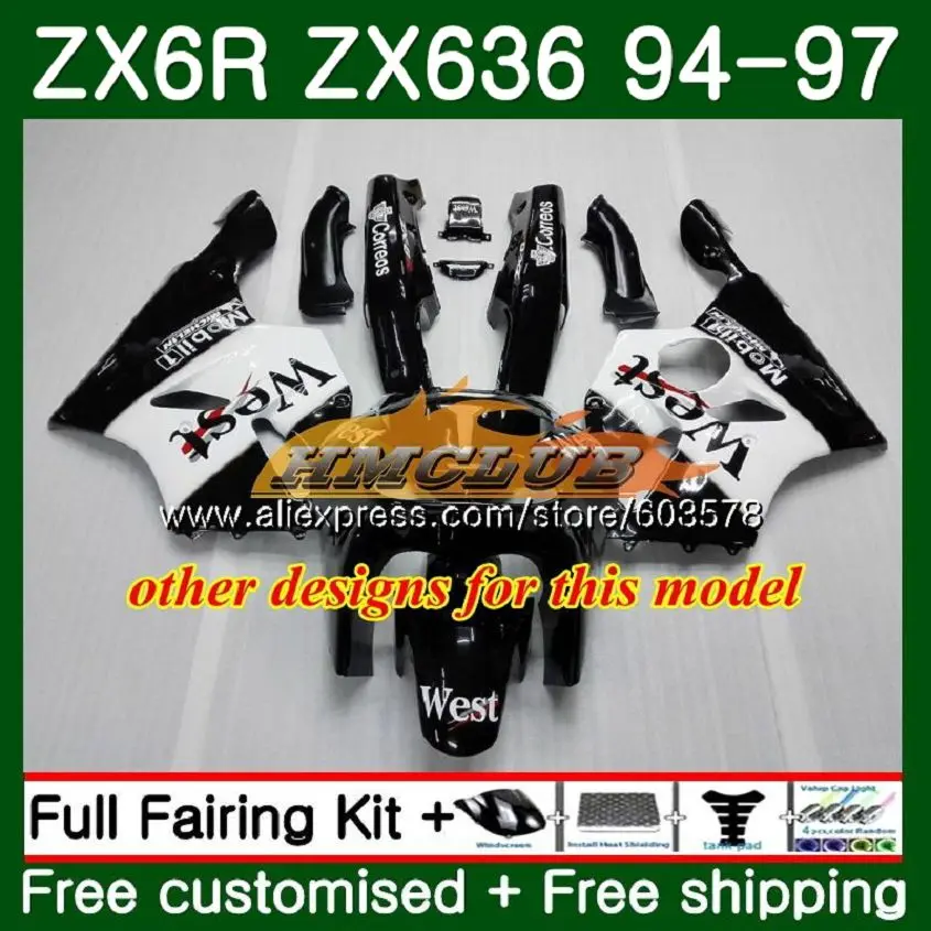 Корпус для KAWASAKI ZX 636 600CC ZX-636 ZX6R 94 95 96 97 104CL. 26 белые west ZX636 ZX-6R ZX600 ZX 6R 1994 1995 1996 1997 обтекатель