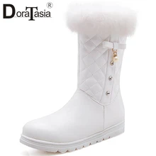 DORATASIA/размеры 28-40, женские зимние сапоги, женские сапоги на меху, модная обувь с украшением в виде банта, женские повседневные зимние теплые сапоги до середины икры