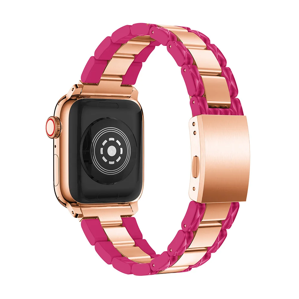 Purple Высокое качество Нержавеющая сталь Ремешки для наручных часов для Apple Watch, 38, 40 мм/42 44 мм Мода резина браслет для наручных часов Apple Watch серии 1, 2, 3, 4, 5 лет - Цвет ремешка: Purple