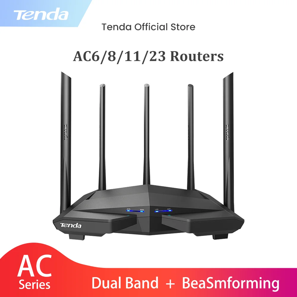 Wi-Fi-роутер Tenda AC23/8/6 гигабитный двухдиапазонный с антеннами высоким коэффициентом