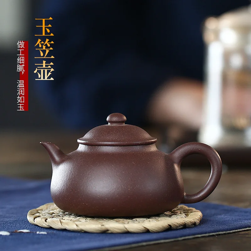 

Dark-red Enameled Pottery Teapot Yixing Raw Ore In Trough Green Teapot Pure Manual Famous Jade Hat Small Milliliter Kettle Tea