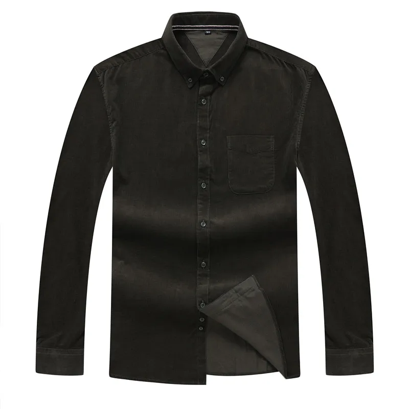 10XL 8XL 6xl осень/зима теплое качество хлопок вельвет с длинным рукавом Кнопка Воротник Смарт повседневные рубашки для мужчин удобные