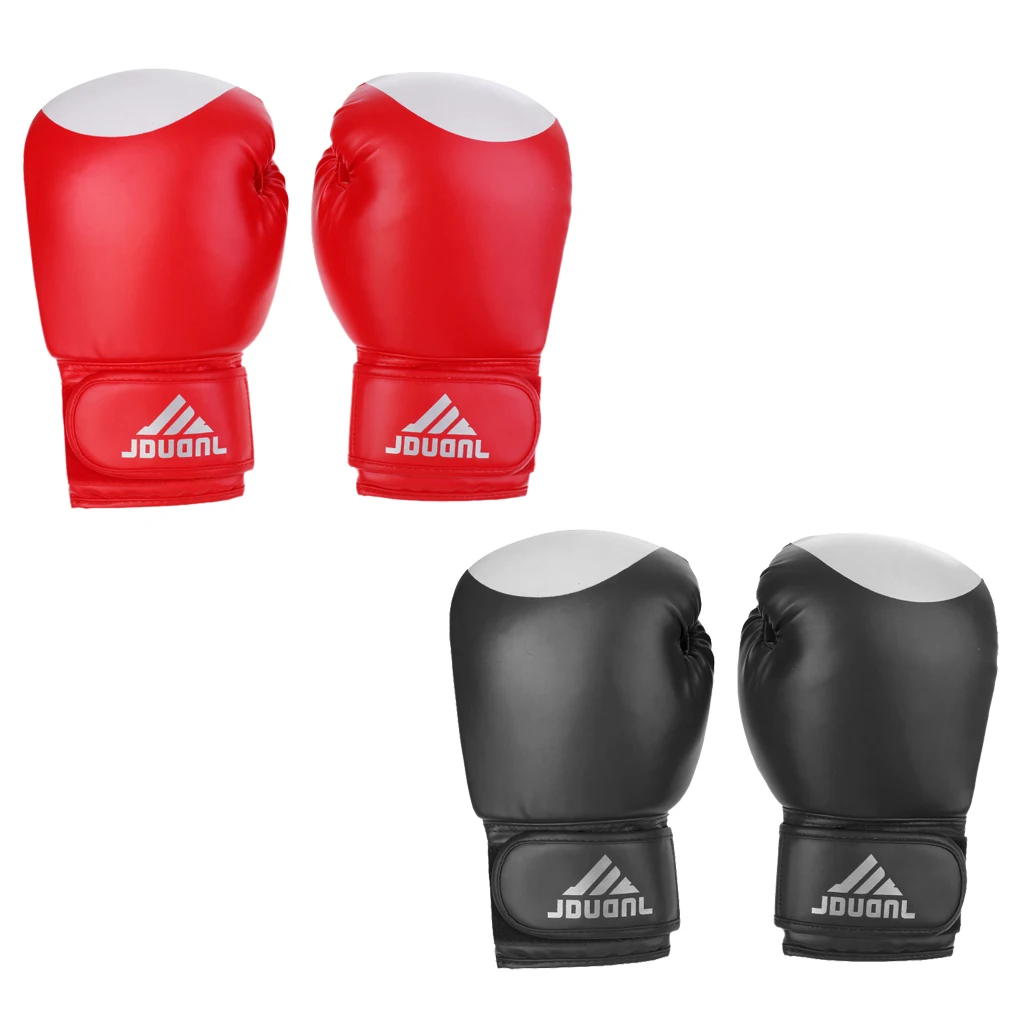 1 Pair PU Leather Boxing Gloves MMA Muay Thai Punching Bag Training