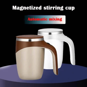 

New Automatic stirring coffee cup Stainless steel magnetized cup Automatic mixing milk coffee mug with lid Office water cup