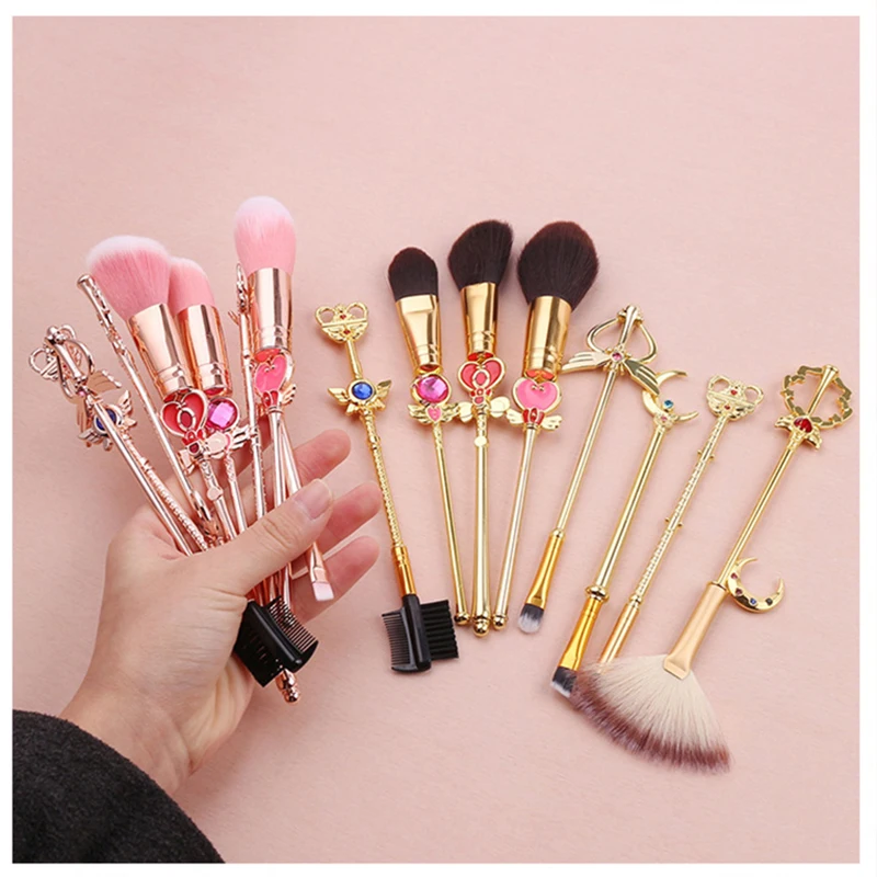 

hot Sailor Moon Cosmetic Brush 8pcs Accessories Props lady Girl Fashion Brushes Foundation Cosmetic Eyebrow Eyeshadow Brush Tool