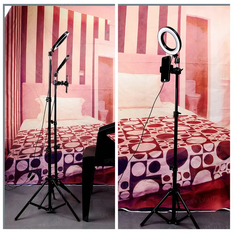 16cm 6 inch LED Ring Light Filling Kits Dimming LED Tripod Stand USB Charging Port 360° Ball-head for Camera Photo Studio Selfie Photography (12)