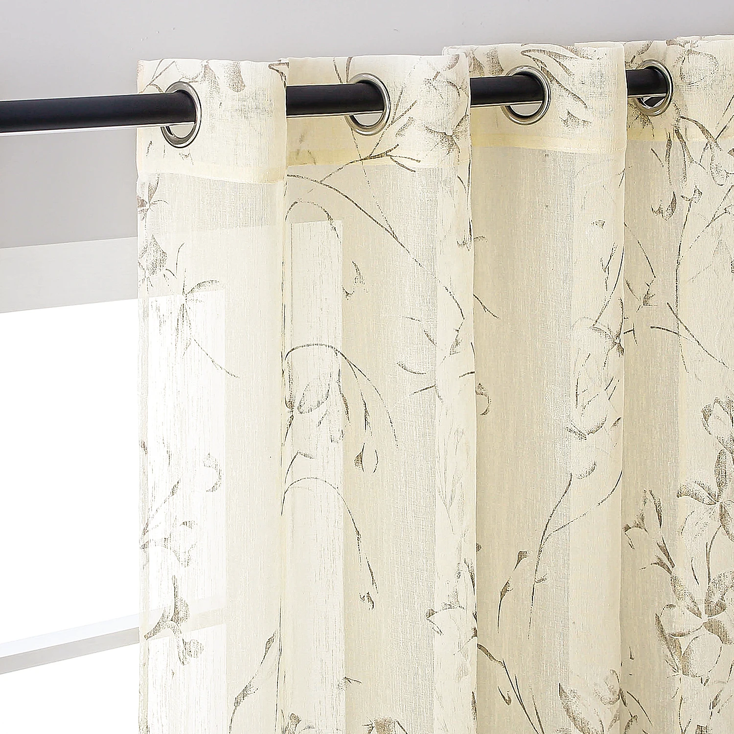Topfinel Sheer Curtains for Living Room Bedroom Kitchen Tulle White Windows Voile Drapes Home Decoration Lily Beige |