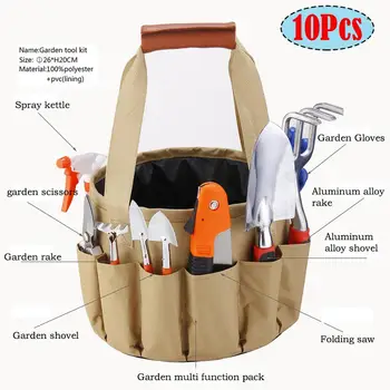 

Home Precision Garden Tools Set 10-pieces Soft Handles aluminum shovel curved scissors gloves Plant watering spray Bottle pot
