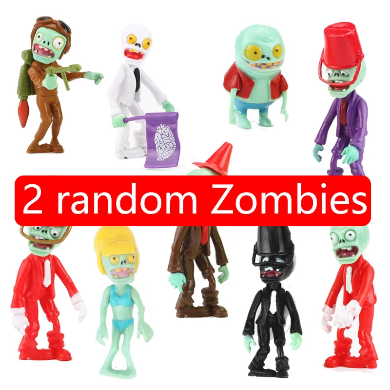 PVC Plants VS Zombies Action Figure Toys PVZ Peashooter Chomper Zombie Anime Figures Model Funny Toys For Children - Color: 2 piece zombies