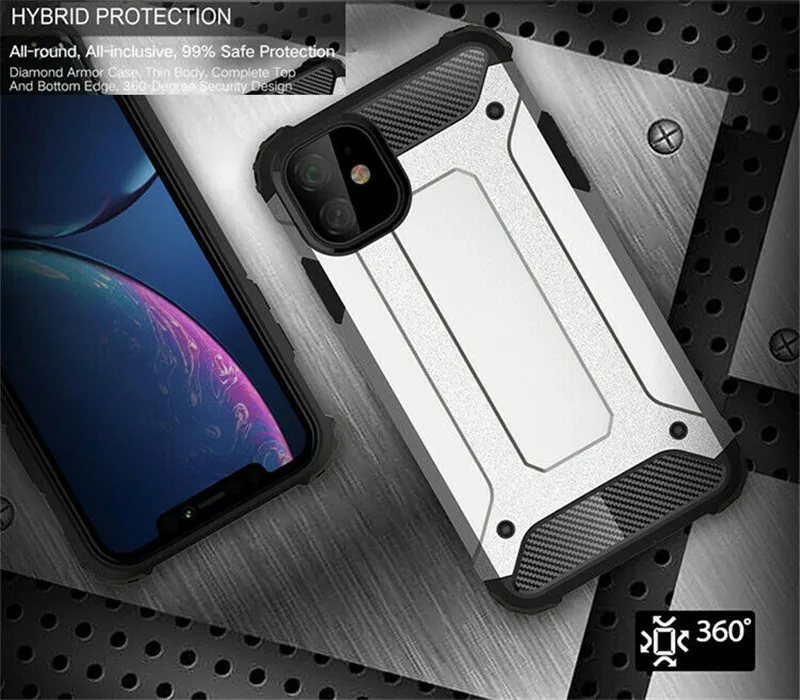 50 шт. бронированные Чехлы для Apple iPhone 11 Pro XS Max XR X 8 Plus 7 7S 6 6S SE 5 5S противоударный чехол-гибрид для телефона двухслойный чехол