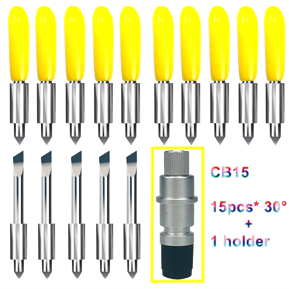 

30 градусов 15 шт. плоттер виниловый резак ножи лезвия для портрета 1/2 силуэт Cameo C1 C2 C3 графиtec CB15 + 1 шт. держатель лезвия