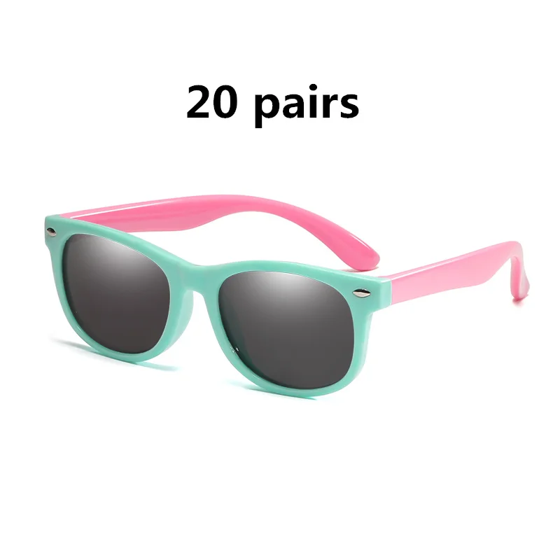20 light green pink Цена, новые детские солнцезащитные очки TR90 для мальчиков и девочек, поляризационные силиконовые защитные солнцезащитные очки, подарок для детей, малышей, UV400, Gafas - Lenses Color: 20 light green pink