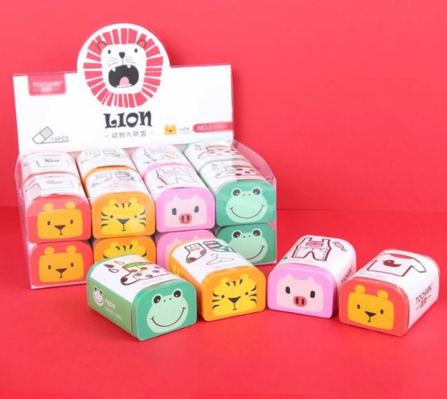 2 X Cute Lion Erasers, Kawaii Erasers for Kids, School Supplies,  Collectible Eraser 