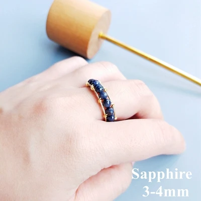LII Ji подлинный рубиновый и сапфирный жемчуг Танзанит Аквамарин гранат иолит диопсайд GF ручной работы Открытое кольцо для женщин - Цвет камня: Sapphire