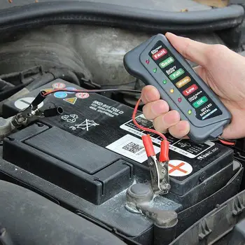 

HiMISS Car Motorcycle Digital Battery Tester Alternator Load 12V Vehicle 6 LED Display