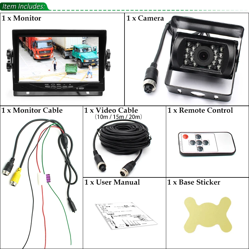 GreenYi Backup Camera Wired 7 Inch Monitor and Camera Kit For Truck/Semi-Trailer/Box Truck/RVTrailer/Bus/Tractor When Reversing car headrest dvd player