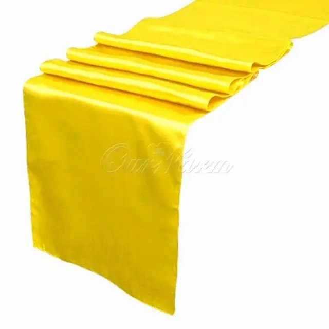 OurWarm Satin Table Runners for Wedding 12\"x108\" Multi Colors for Wedding Table Decoration Event Party Supplies Home Textile - Цвет: yellow