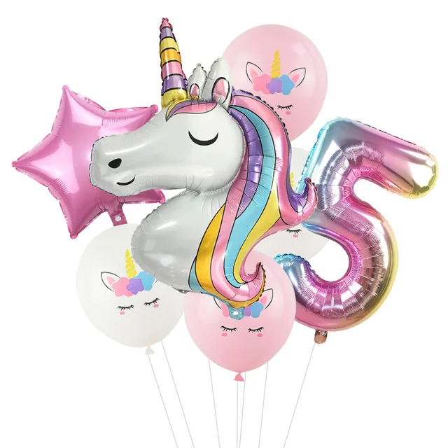 Rainbow Unicorn Birthday Party Decoration Disposable Tableware Set Unicorn Balloon Girl Baby Shower Kids Birthday Party Supplies number5 set