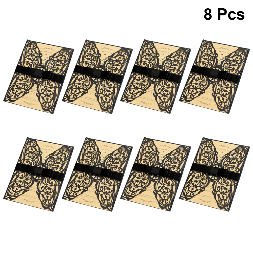 8 Sets Halloween Invitation Card Set Eid Cards Hollow Out Letter Birthday Party Wedding Business (Black) | Дом и сад