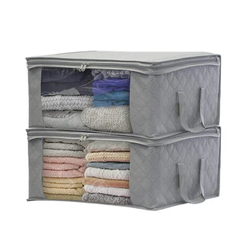 

2 Pcs Non-woven Foldable Storage Bag Organizers Dust-proof for Clothes Quilts