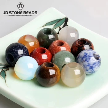 

2 pcs/Lot Big Hole Beads Natural Gemstone 12 14 16mm Pick Size For Jewelry Making DIY Bracelets And Necklace Free Shipping
