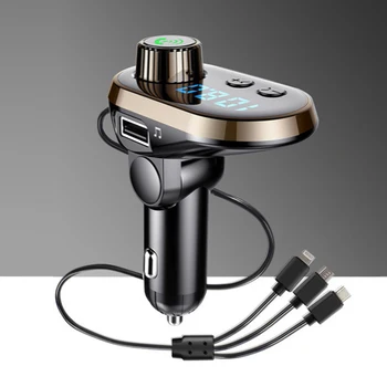 

USB Car Fast Charger For Mobile Phone Bluetooth Wireless FM Transmitter MP3 Player USB Charger Support TF Card Music HandFree
