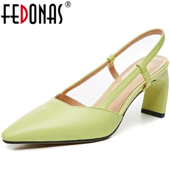 

FEDONAS Cow Lether Women Solid Color New Pumps Spring Summer Strange Heels Pumps Pointe Toe Slip On Vintage 2020 Shoes Woman