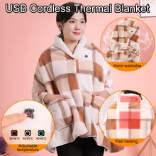 USB теплая шаль, зимнее электрическое теплое одеяло с подогревом, электрическое одеяло, моющееся тепловое одеяло, фланелевое одеяло