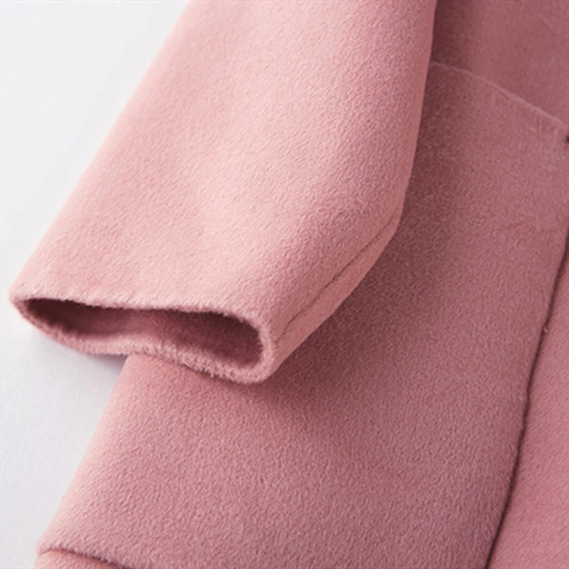D-one New Thin Wool Blend Coat Women Long Sleeve Turn-down Collar Outwear Jacket Casual Solid Autumn Winter Overcoat D141