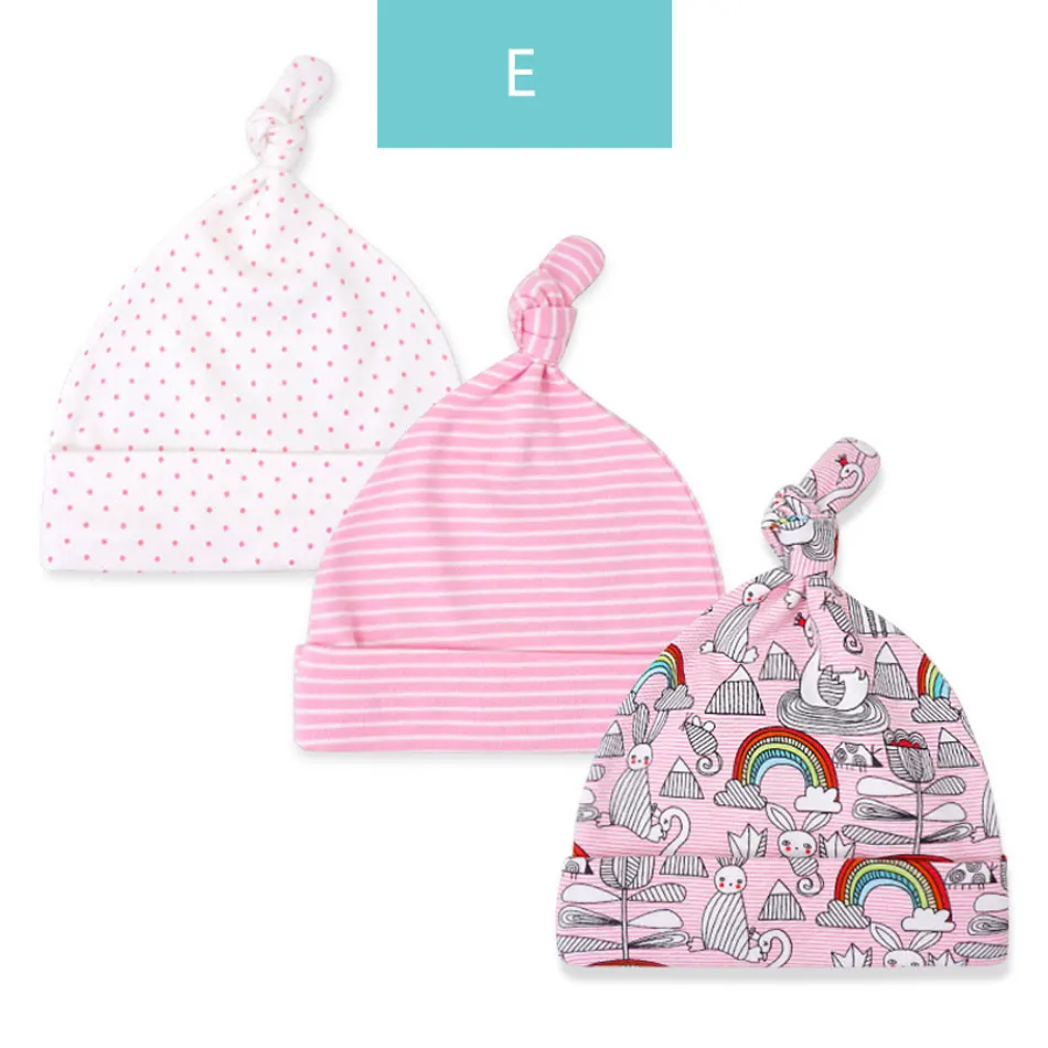 Elinfant, 3 шт./лот, детские шапки и кепки, хлопок, детские шапки и кепки с принтом для мальчиков и девочек 0-6 месяцев