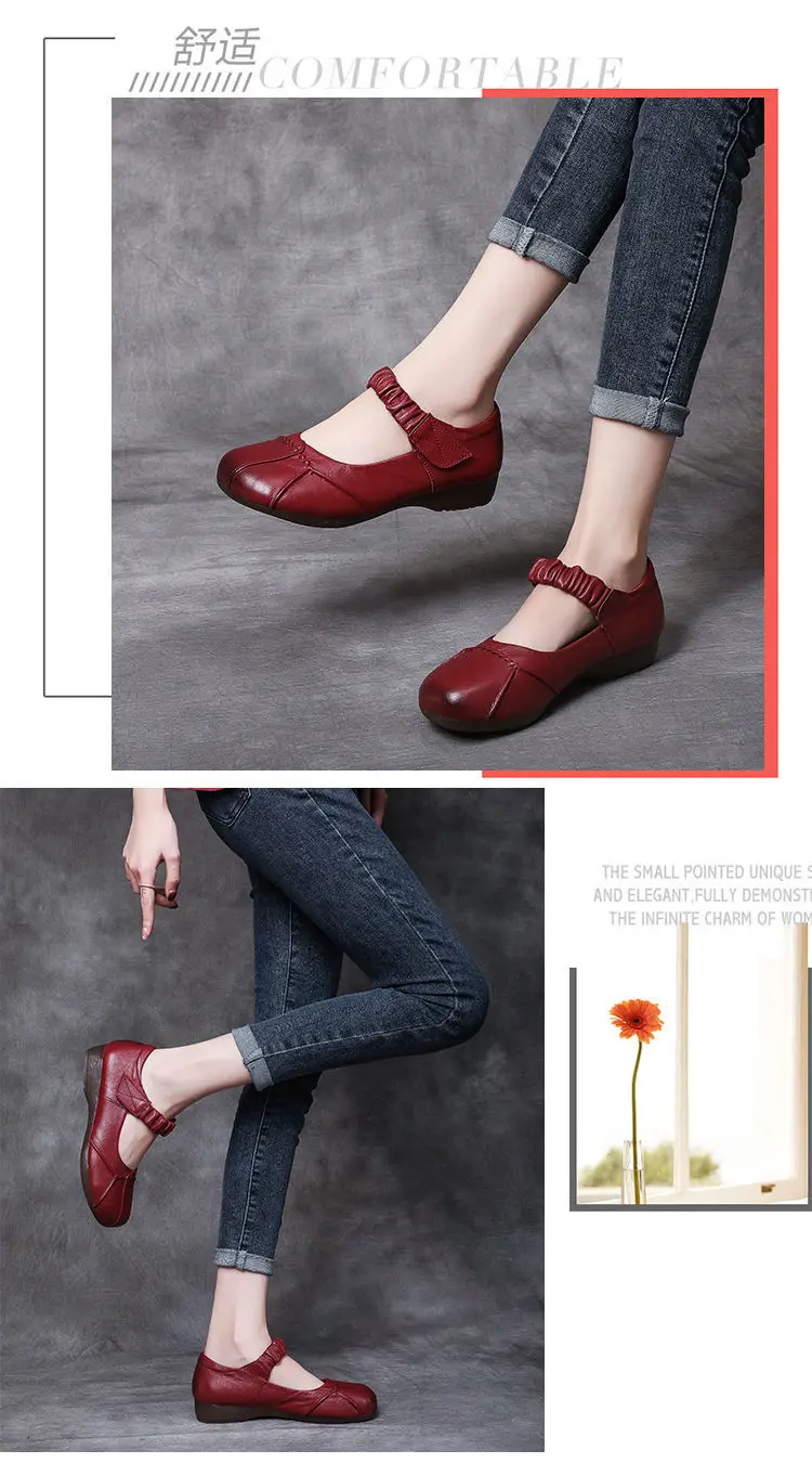 Plain White Mary Jane Shoes For Women Elastic Strap Ballet Flats Woman Dancing Shoes Autumn Loafers Ladies Genuine Leather Shoes