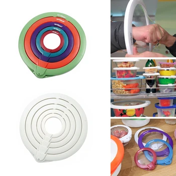 

Reusable Plastic Vacuum Lid Food Wrap Bowl Pot Lid Preservative Food Fresh Keep Fruit Vegetable Sealing Cover Kitchen Tools 5PC