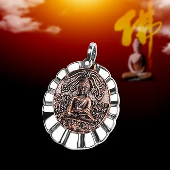 

cross-border direct selling wholesale Thai silver sterling silver sautoir S925 pure silver ornaments unisex Buddha pendant