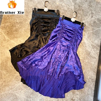 

High Waist Skirt Women Pleated Irregular Flounced Slimming Hips Skirt Ladies Skirts Spring Summer 2020
