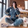 5XL Winter Women s Warm Home Clothes Sleepwear Ladies Flannel Thick Coral Fleece Cute Cartoon