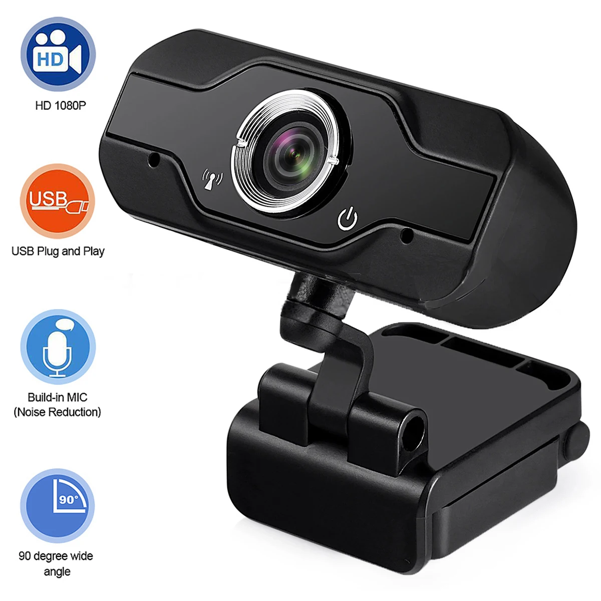 

12MP USB Webcam 1080P HD Optical Lens Computer Laptop Live Video Chat CMOS Sensor Web Camera Webcam Built-In Microphone